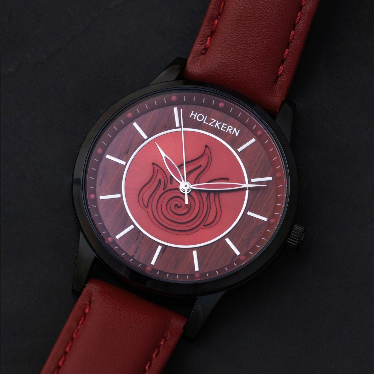 HOLZKERN | Avatar Fire Nation Damen Armbanduhr (Padoukholz/ Rot)